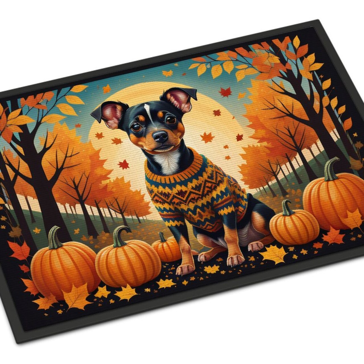 Edge Collections - 24" x 36" - Multicolor - Miniature Pinscher Doormat Indoor Outdoor Rug Non Slip Washable - 1 Piece